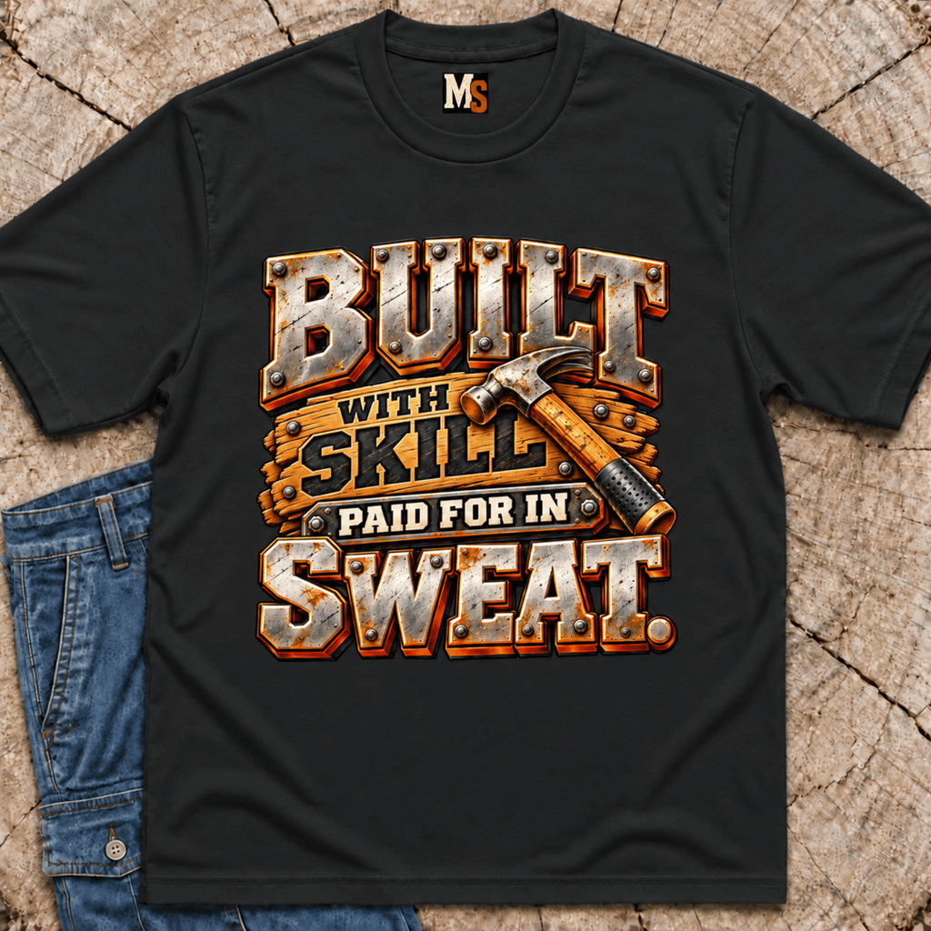 Built with skill, paid for in sweat T-shirt