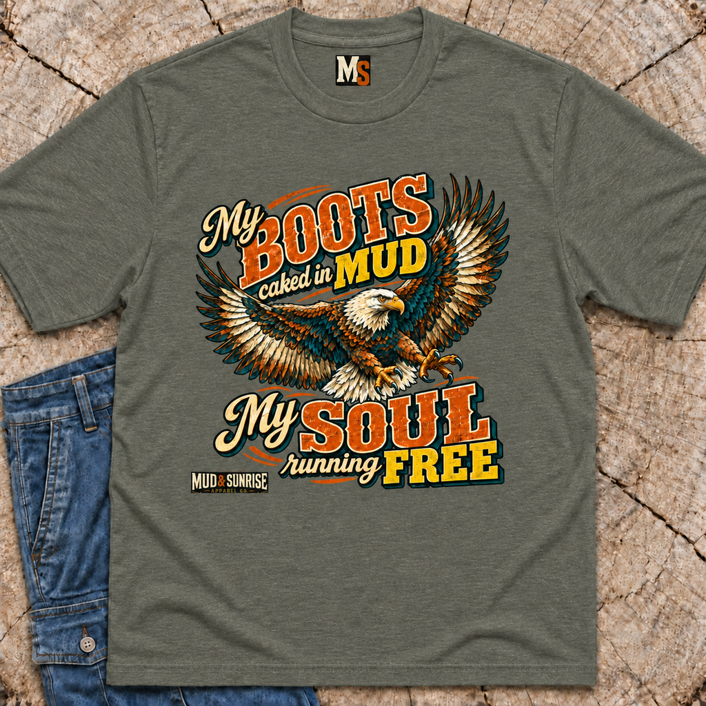 My Boots caked in mud, my soul running free T-shirt