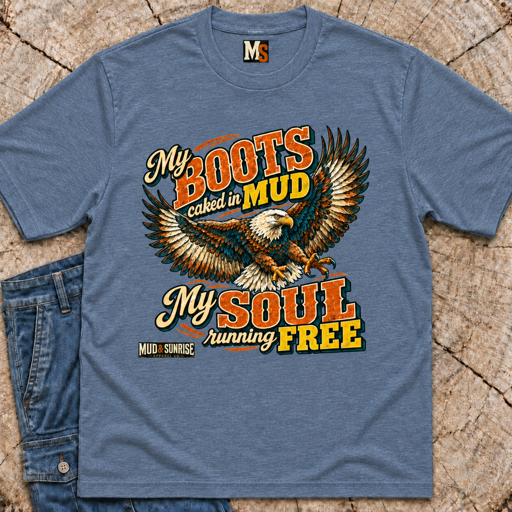 My Boots caked in mud, my soul running free T-shirt