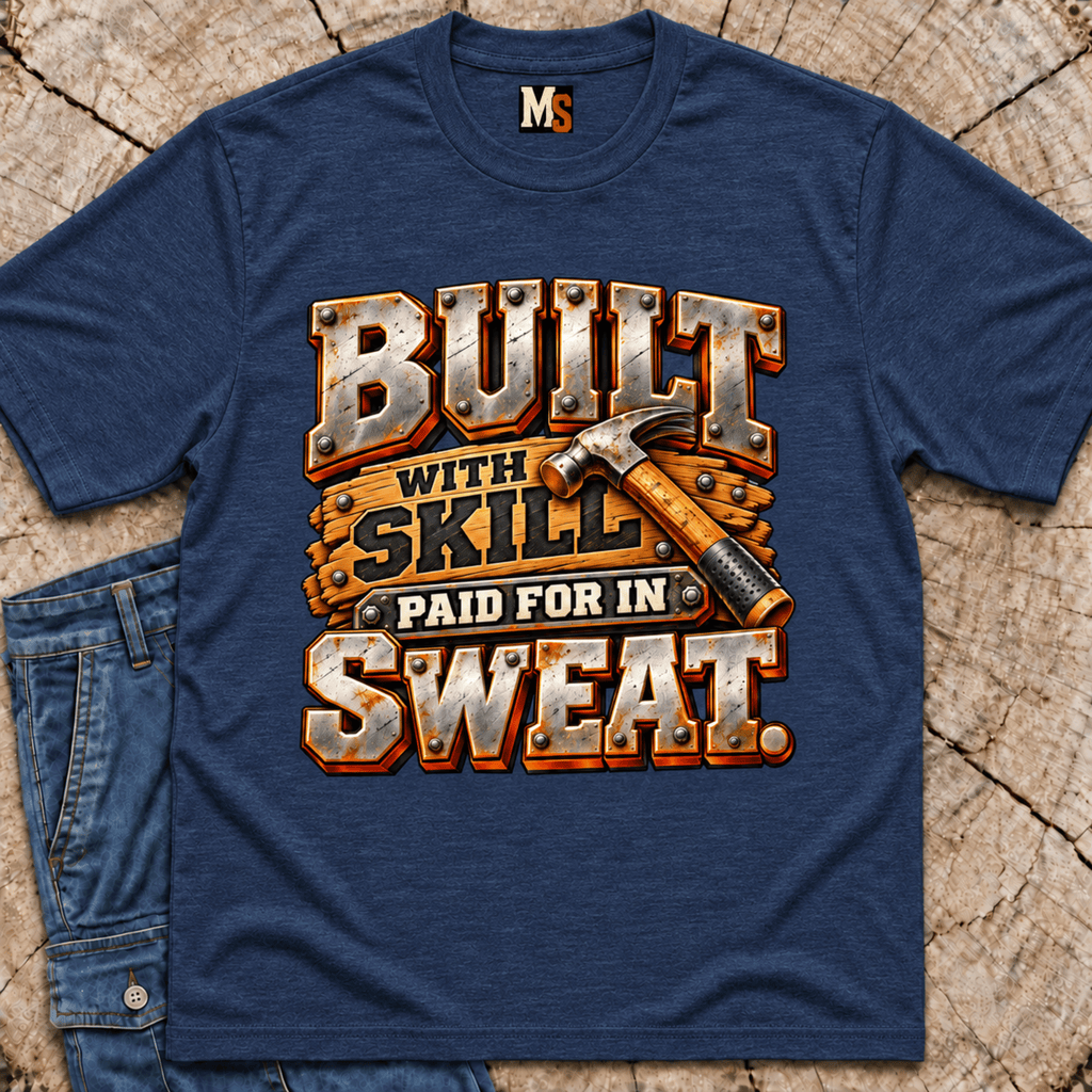 Built with skill, paid for in sweat T-shirt