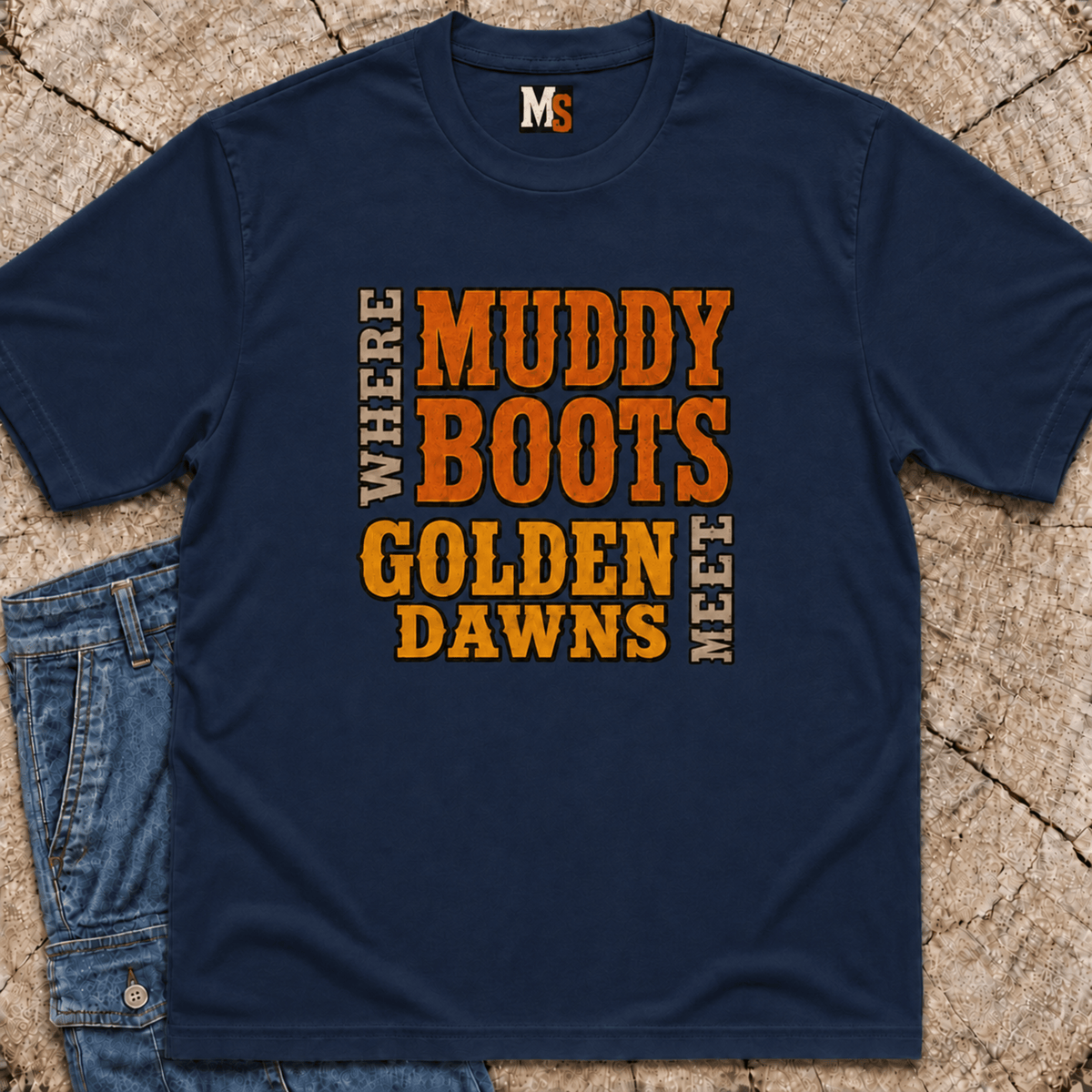 Where Muddy Boots Meet Golden Dawns T-shirt